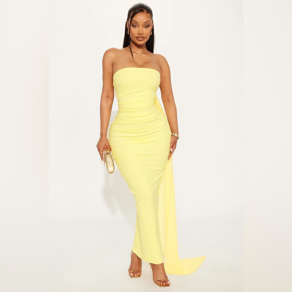 NWT- Luna Scarf Wrap Maxi Dress - Butter Yellow